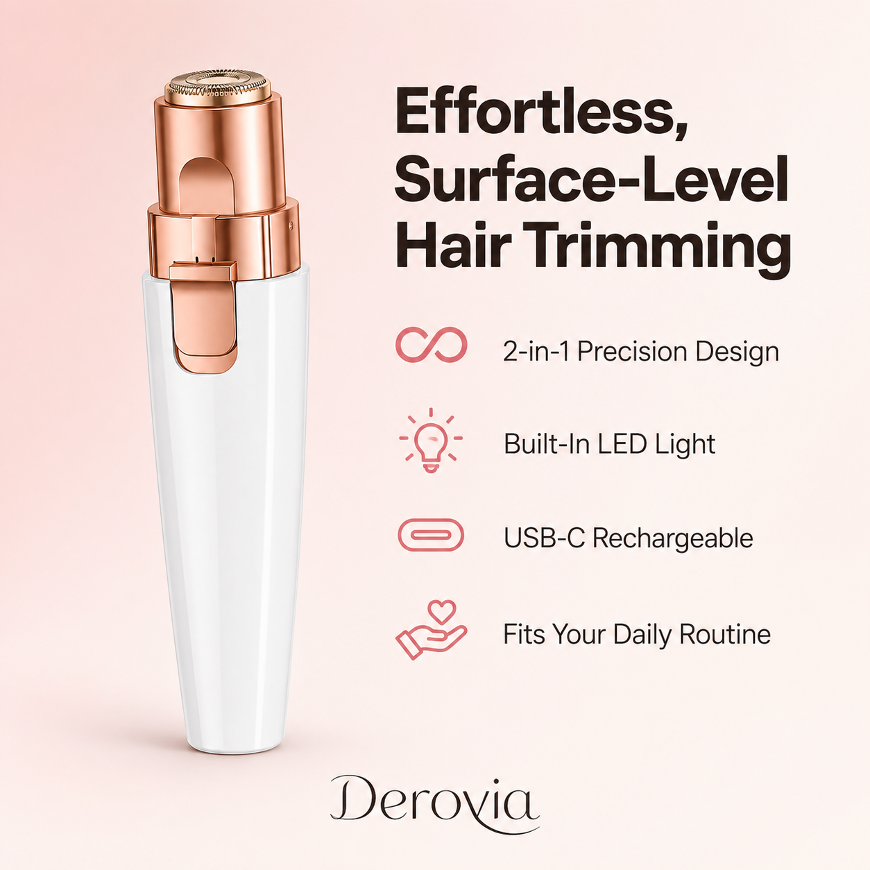 Derovia 2-in-1 Eyebrow & Facial Hair Trimmer