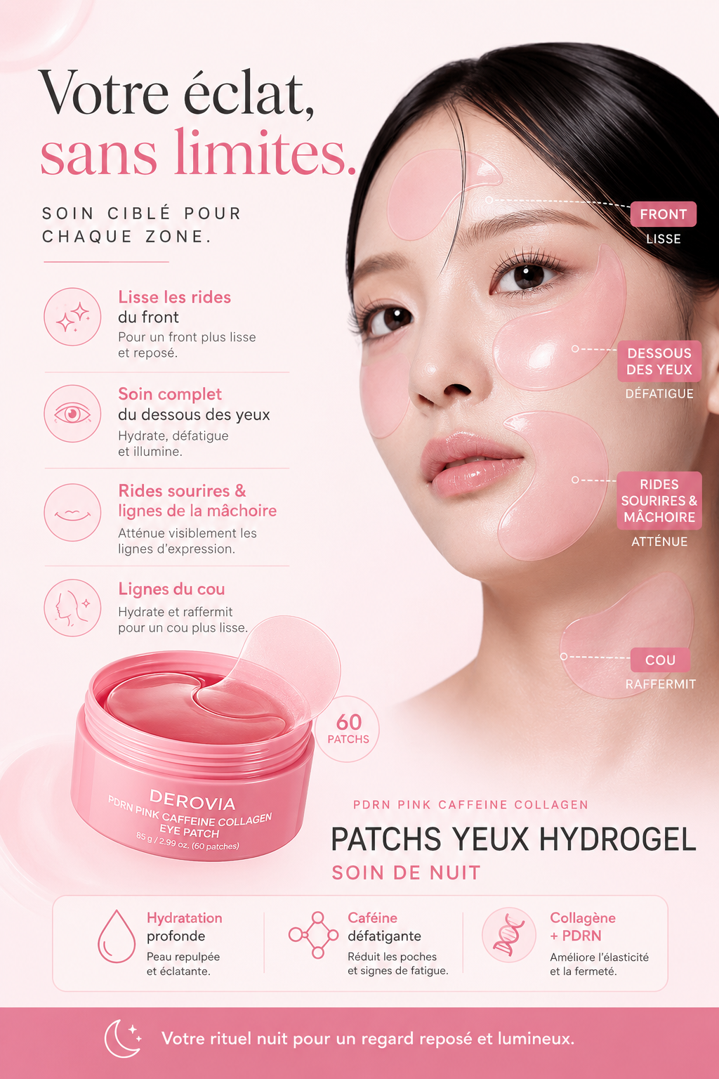 PDRN Pink Caffeine Collagen | Eye Patch for Night Care | Korean Skincare